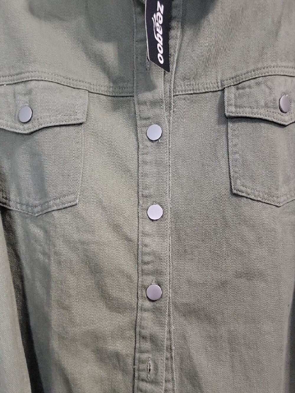 zeagoo Olive Green Button-Up Utility Shacket L - Picture 5 of 6